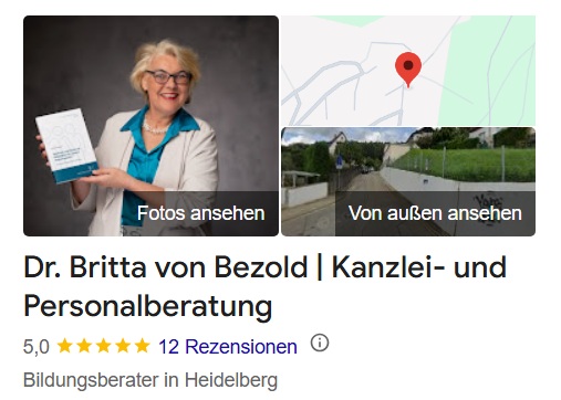 Google Bewertungen der Leistungen von Dr. Britta von Bezold | Kanzlei- und Personalberatung